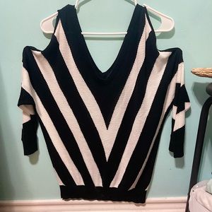 INC international concepts Black and White Chevron Shirt.